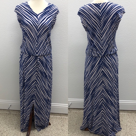 Chico's Dresses & Skirts - Chicos Vneck Blue Tie-dye Stripe Maxi Dress